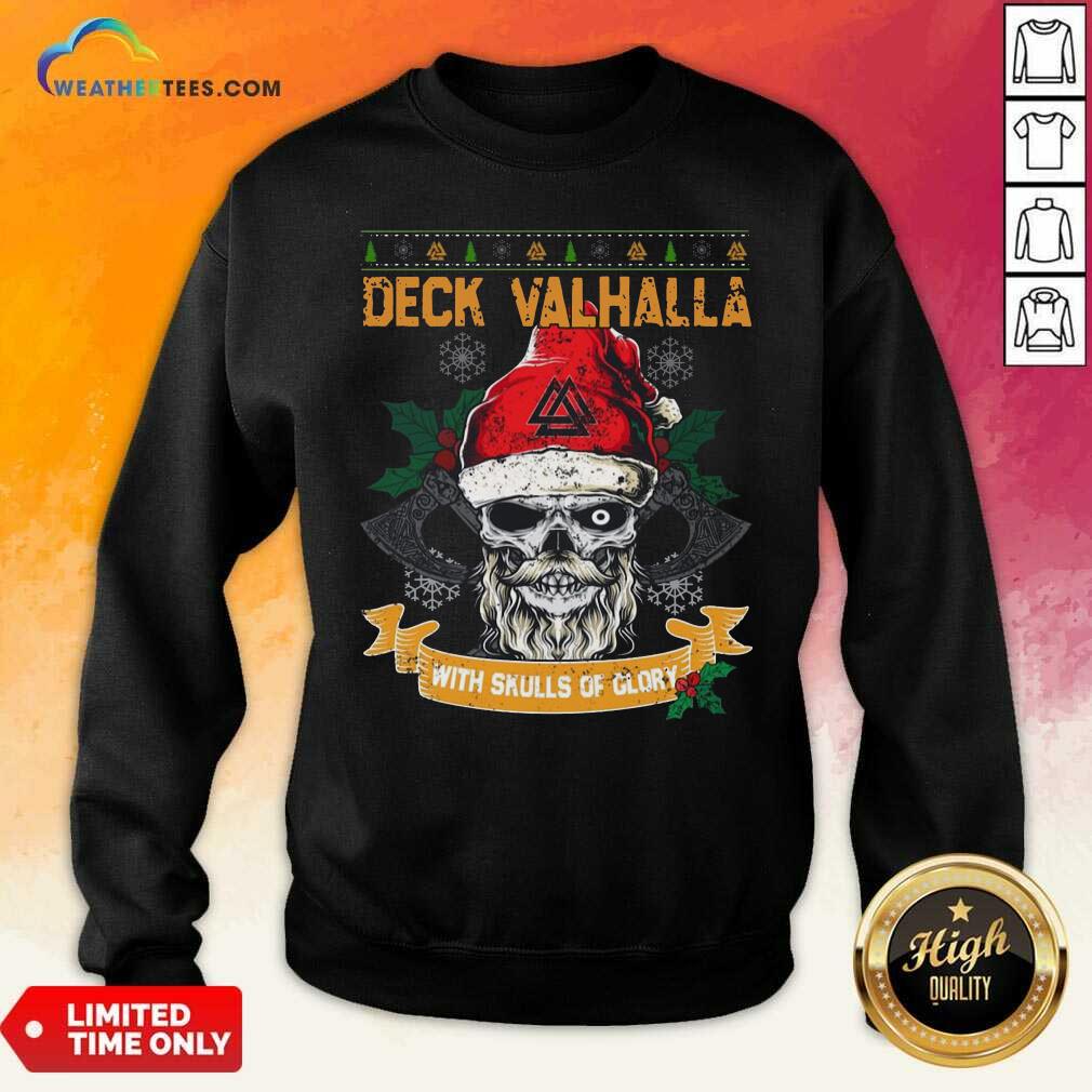 Top Santa Claus Deck Valhalla With Skulls Of Glory Ugly Merry Christmas Shirt - Image 2