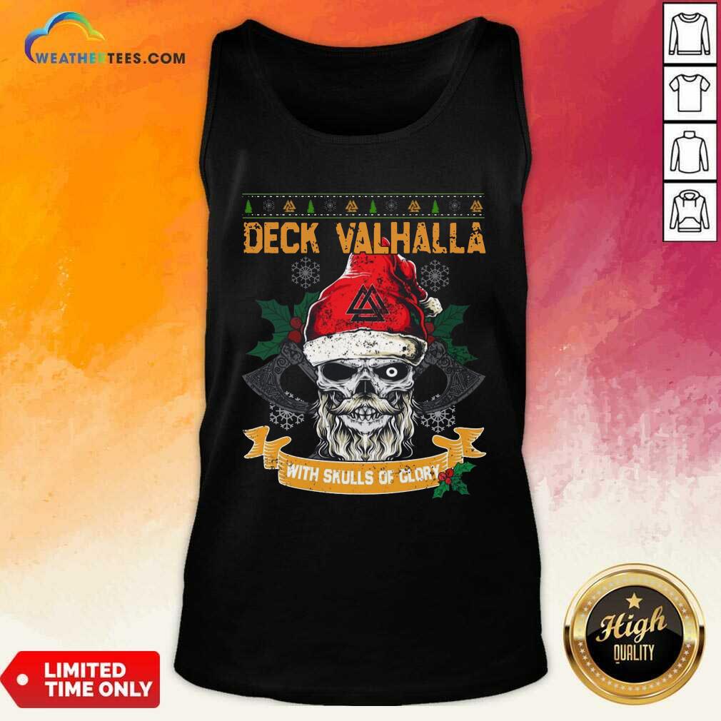 Top Santa Claus Deck Valhalla With Skulls Of Glory Ugly Merry Christmas Shirt - Image 4