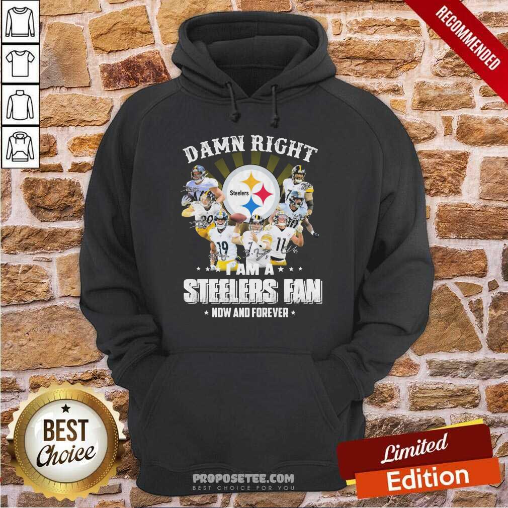 Top So Damn Right I Am A Pittsburgh Steelers Fan Now And Forever Signature Shirt - Image 2