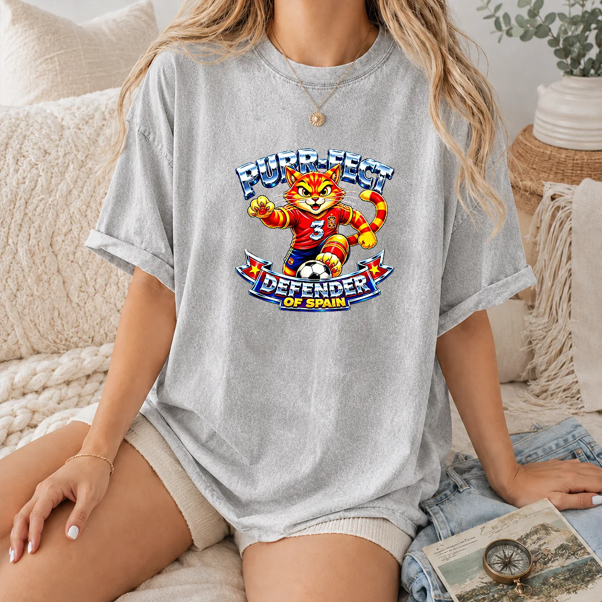 Top Spain Soccer Cat Meme Purr Fect Defender YK Shirt - Image 8