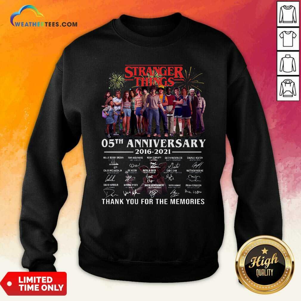 Top Stranger Things 05th Anniversary 2016 2021 Thank You For The Memories Signatures Shirt - Image 2