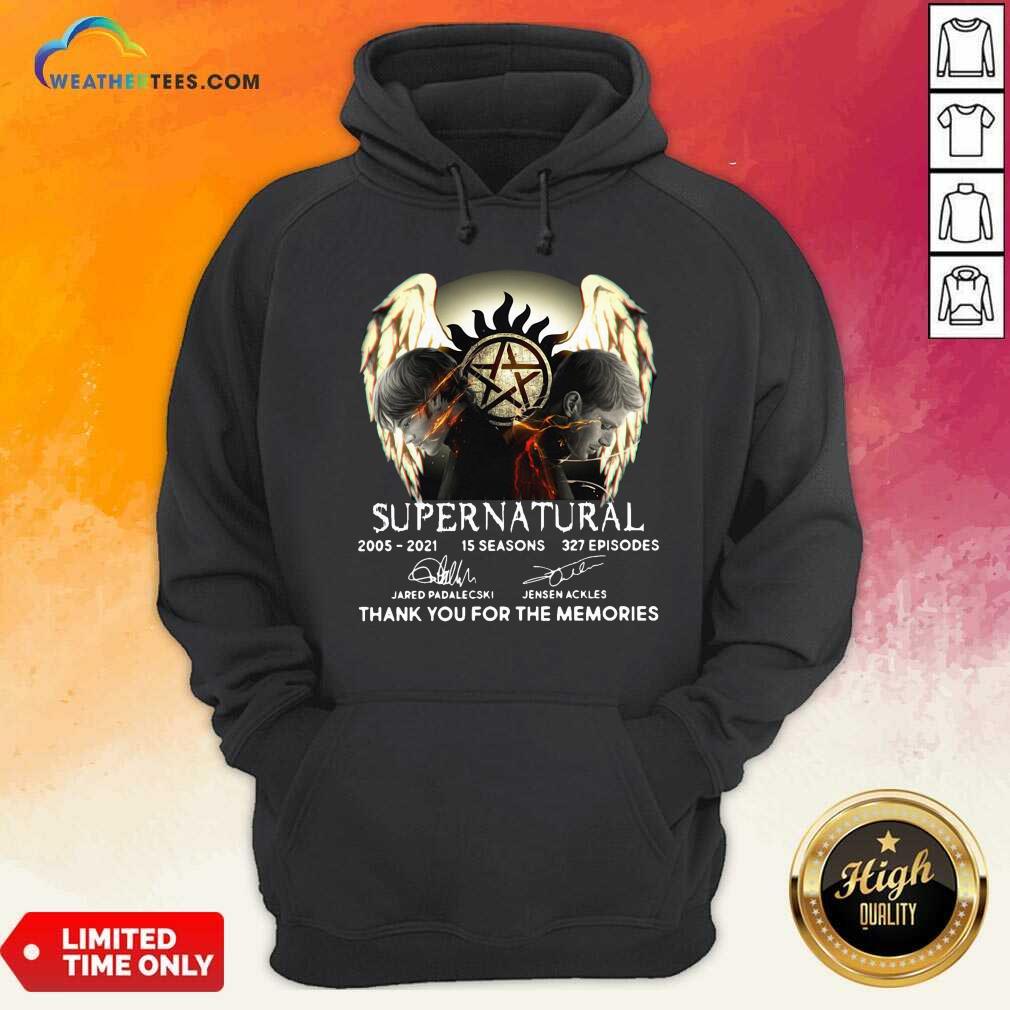 Top Supernatural 2005 2021 15 Seasons 327 Episodes Thank You For The Memories Signatures Shirt - Image 4