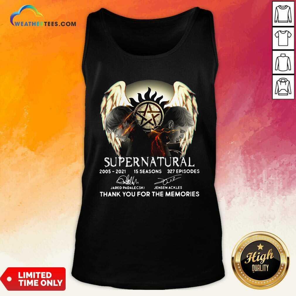 Top Supernatural 2005 2021 15 Seasons 327 Episodes Thank You For The Memories Signatures Shirt - Image 5