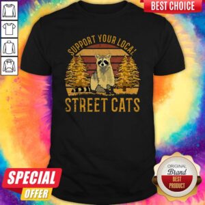 Top Support Your Local Street Cats Raccoon Sunset Shirt