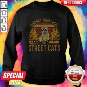 Alternative view of Top Support Your Local Street Cats Raccoon Sunset Shirt