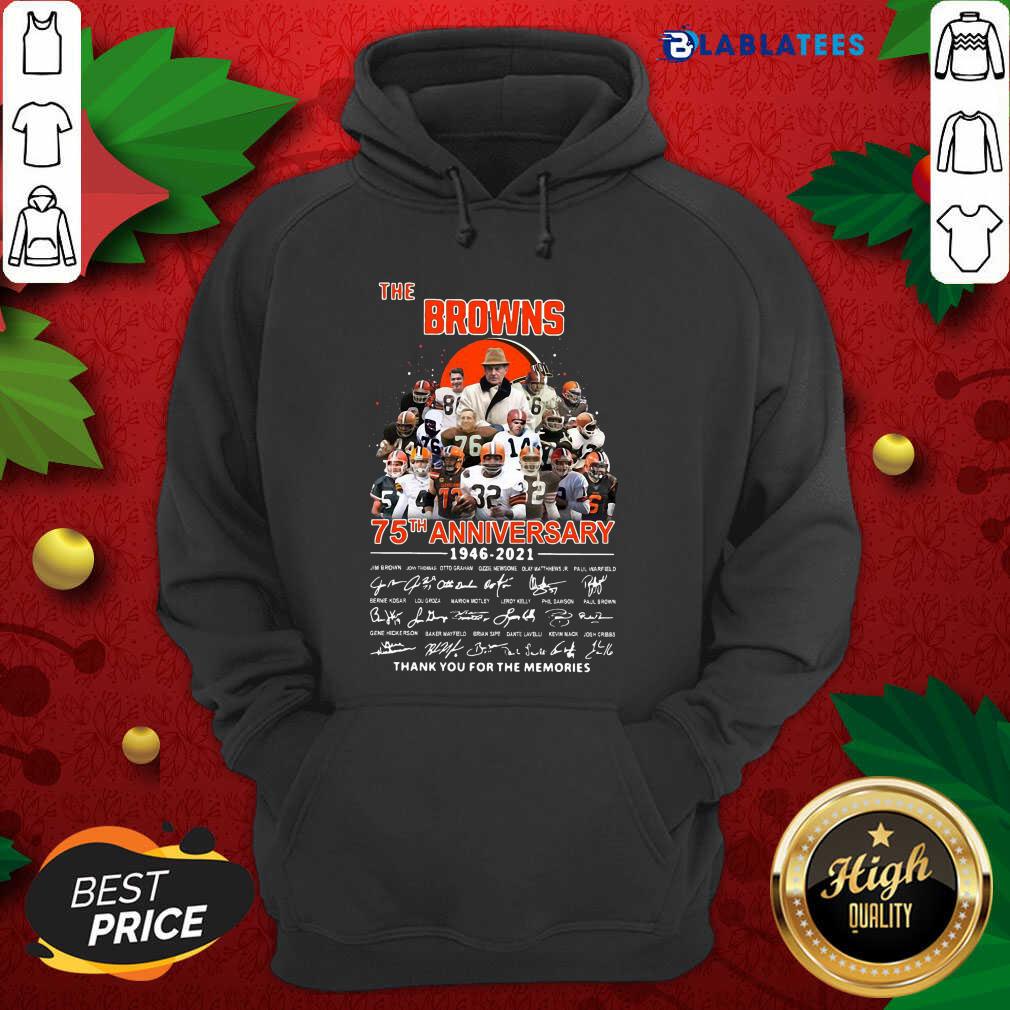 Top The Browns 75th Anniversary 1946 2021 Signatures Thank You For The Memories Shirt - Image 2