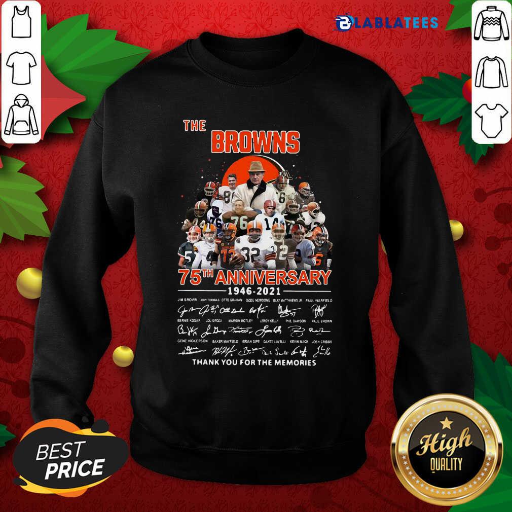 Top The Browns 75th Anniversary 1946 2021 Signatures Thank You For The Memories Shirt - Image 5