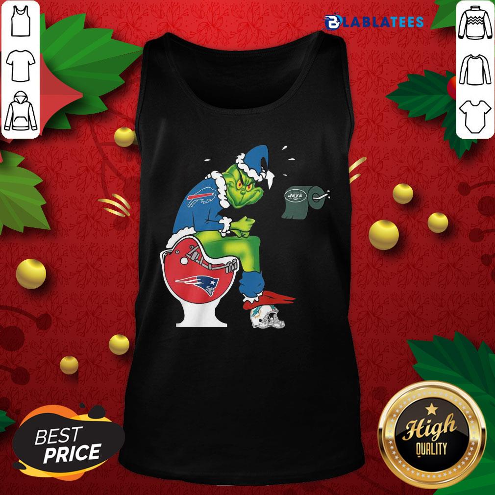 Top The Grinch Buffalo Bills Shit On Toilet New England Patriots Christmas Shirt - Image 4