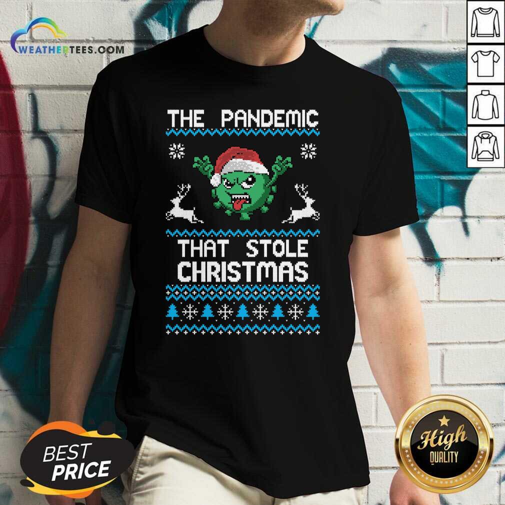 Top The Pandemic That Stole Christmas Corona Virus Wear Santa Hat Shirt - Image 3