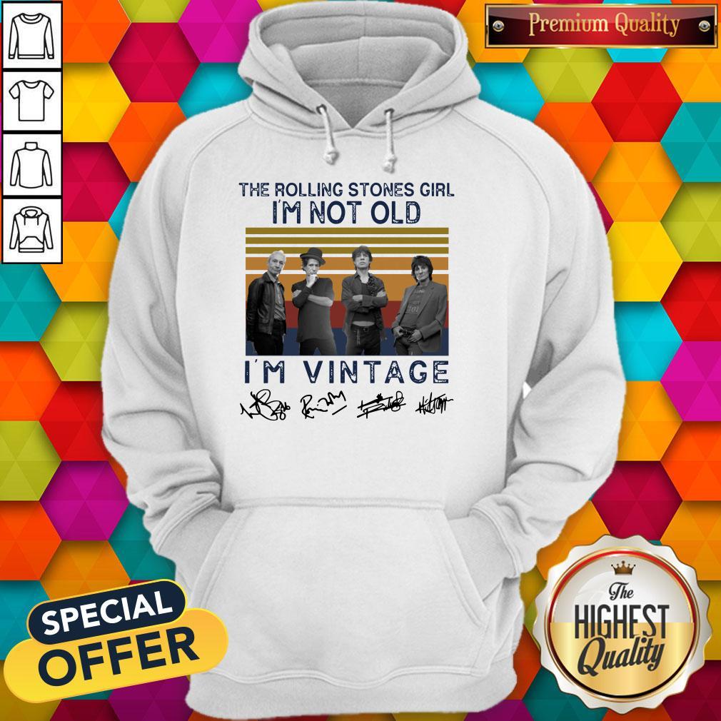 Top The Rolling Stones Girl Im Not Old I’m Vintage Signatures Shirt - Image 4