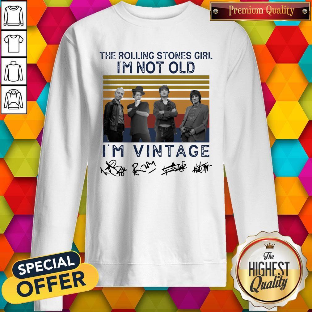 Top The Rolling Stones Girl Im Not Old I’m Vintage Signatures Shirt - Image 5