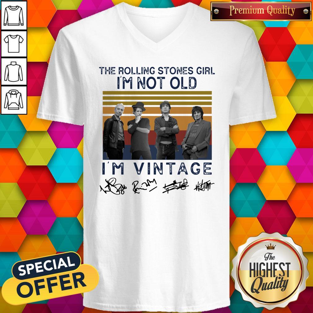 Top The Rolling Stones Girl Im Not Old I’m Vintage Signatures Shirt - Image 3