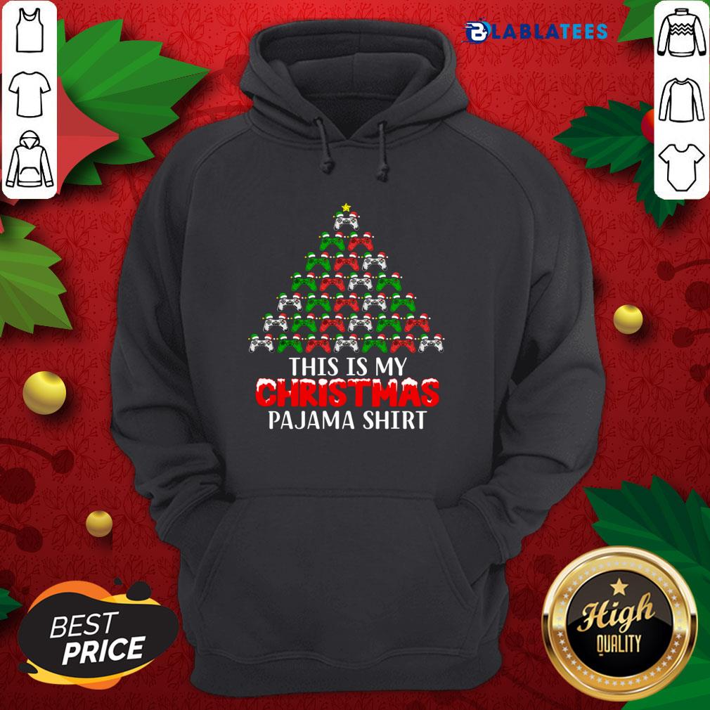 Top This Is My Christmas Pajama Santa Hat Joystick Tree Gamer Shirt - Image 2