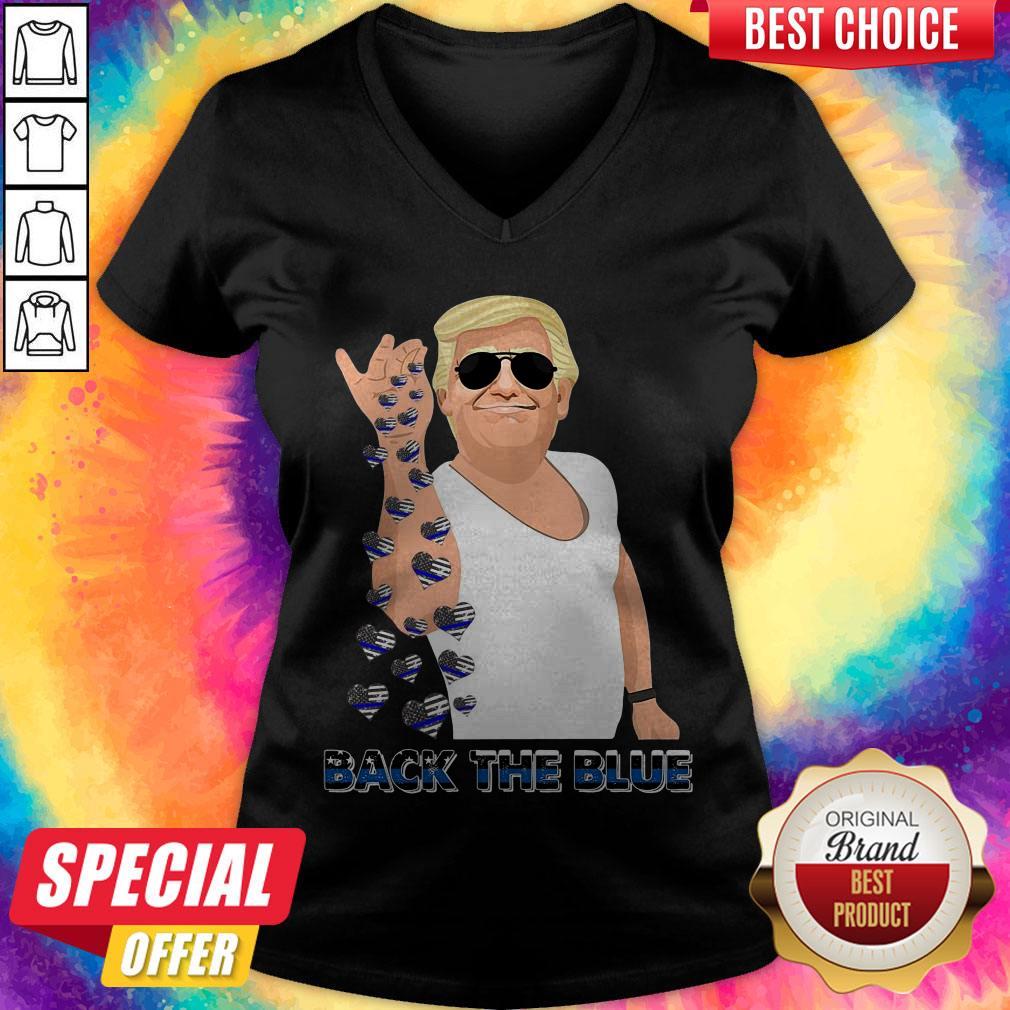 Top Trump Sprinkles Heart Back The Blue Police Shirt - Image 2