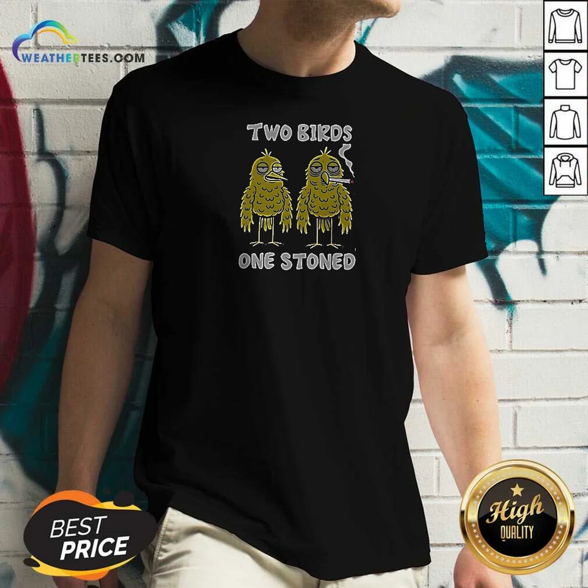 Top Two Birds One Stoned Smoking Shirt - Image 2