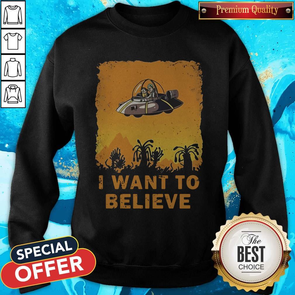 Top Ufo Rick And Morty I Want To Believe Shirt - Image 4