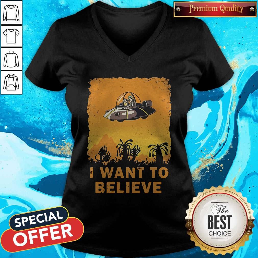 Top Ufo Rick And Morty I Want To Believe Shirt - Image 2
