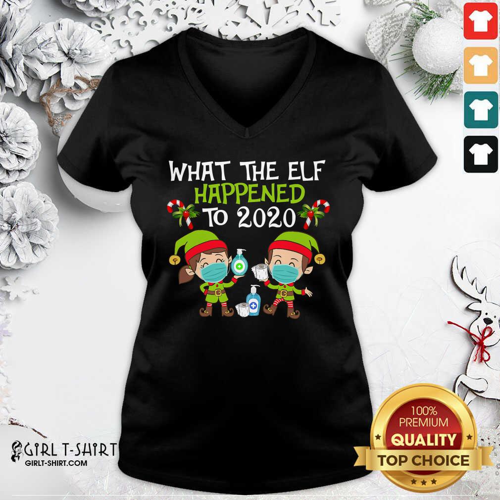 Top What The Elf Happened To 2020 Face Mask Xmas Shirt - Image 3