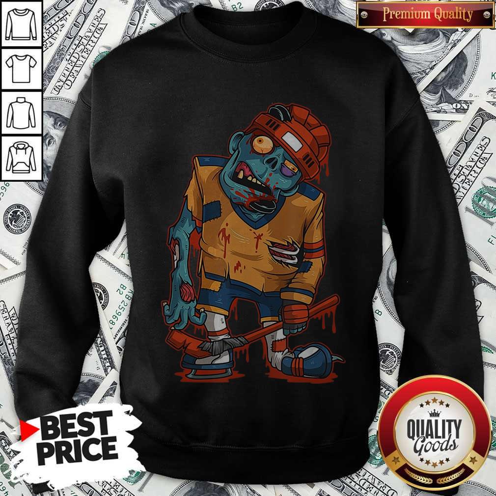 Top Zombie Ice Hockey Player Halloween Trick Or Treating Shirt - Image 4