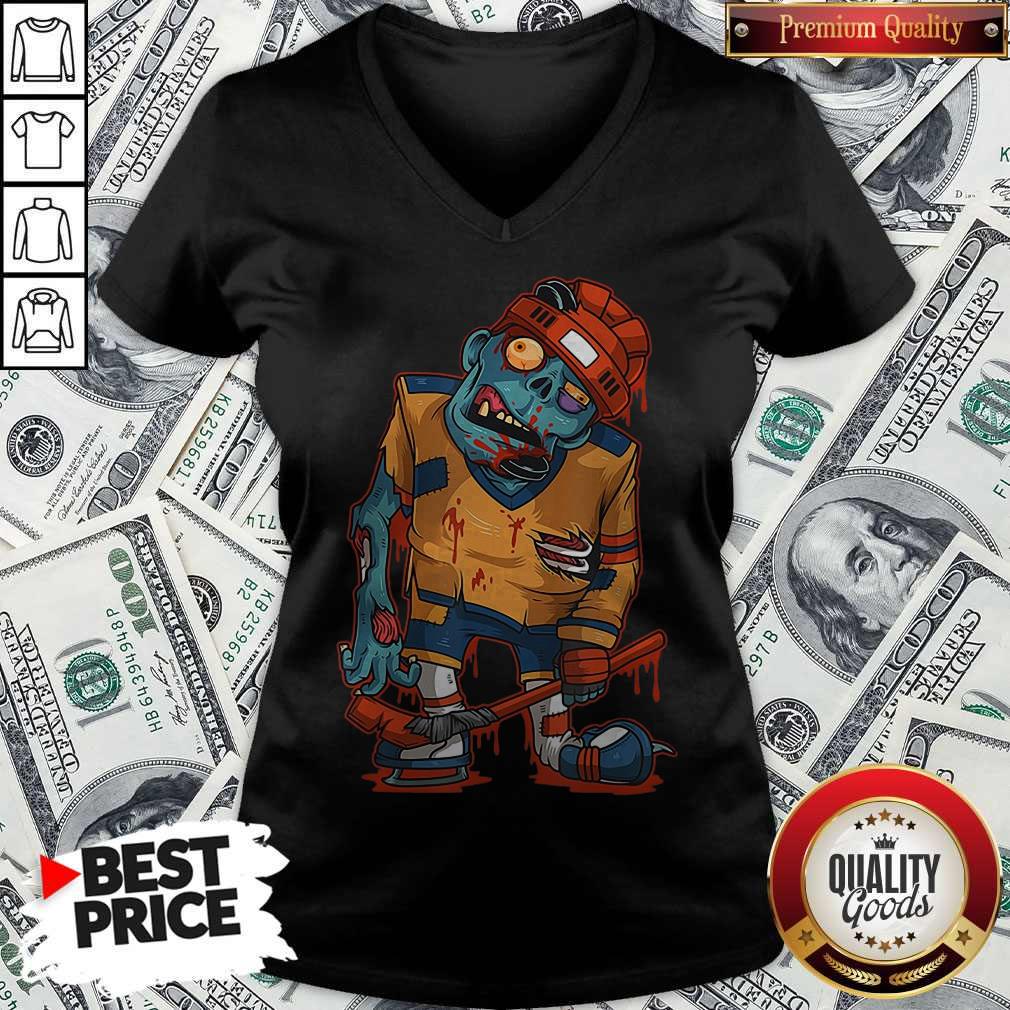 Top Zombie Ice Hockey Player Halloween Trick Or Treating Shirt - Image 2