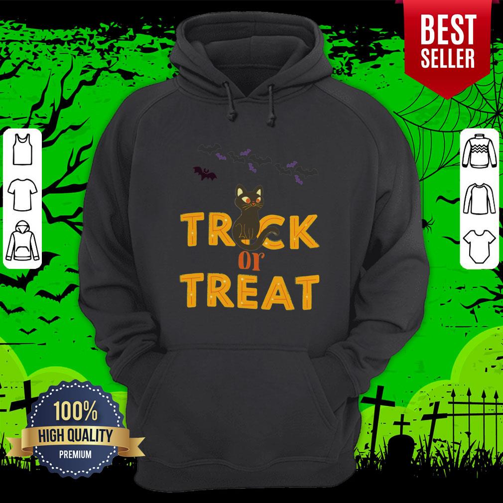 Trick Or Treat Boo Bats Black Cat Happy Halloween Shirt - Image 3