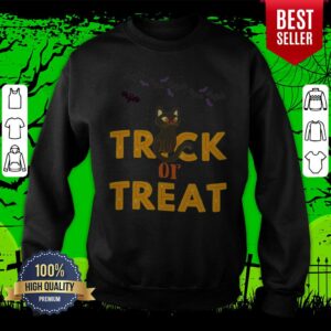 Alternative view of Trick Or Treat Boo Bats Black Cat Happy Halloween Shirt
