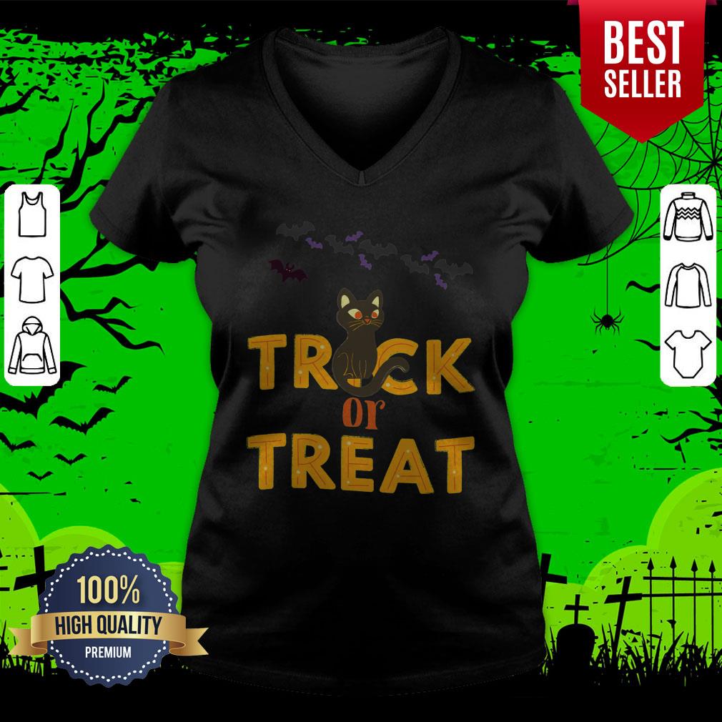 Trick Or Treat Boo Bats Black Cat Happy Halloween Shirt - Image 4