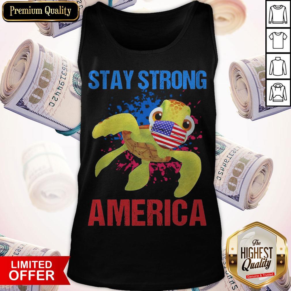 Turtle Face Mask Stay Strong American Flag Shirt - Image 3