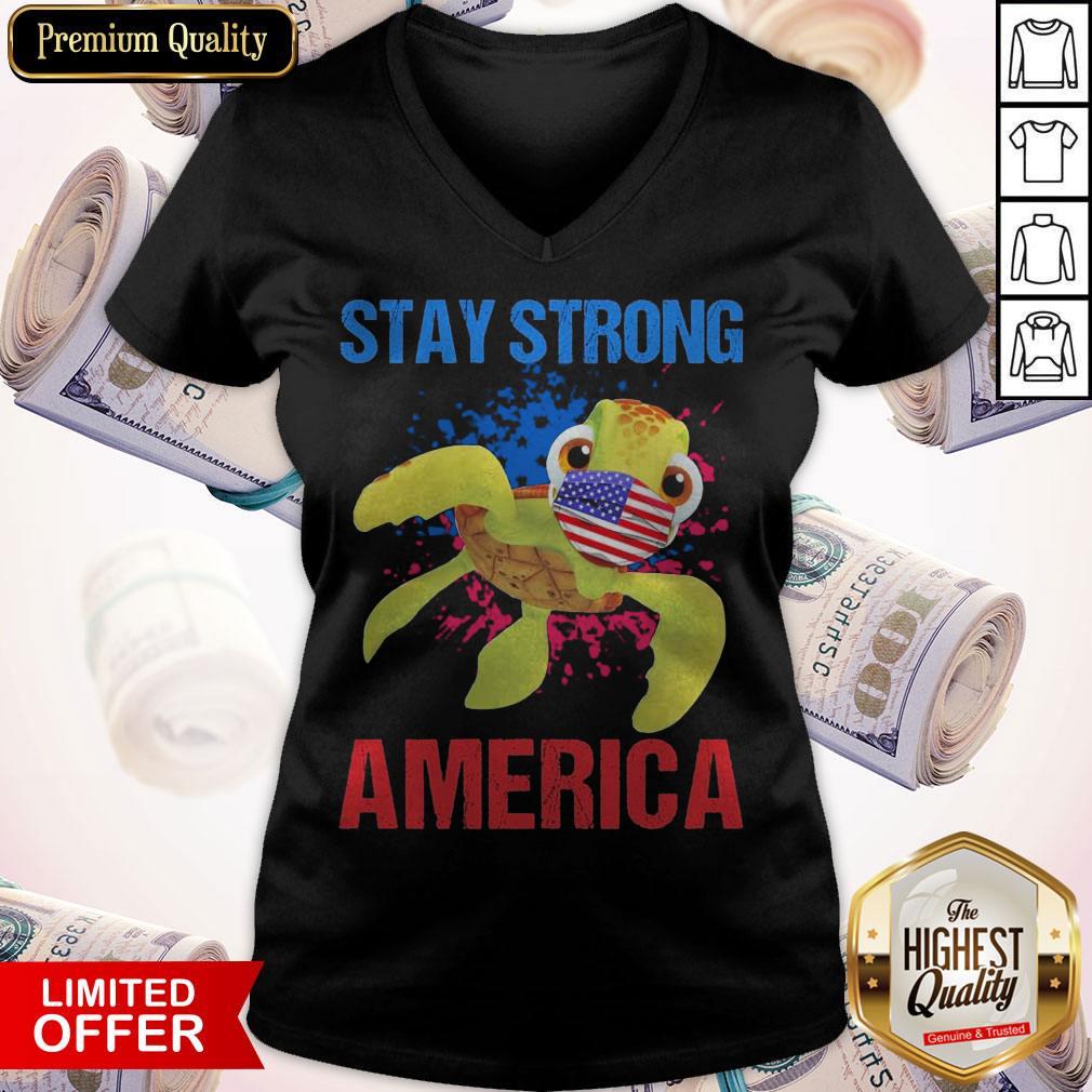 Turtle Face Mask Stay Strong American Flag Shirt - Image 2
