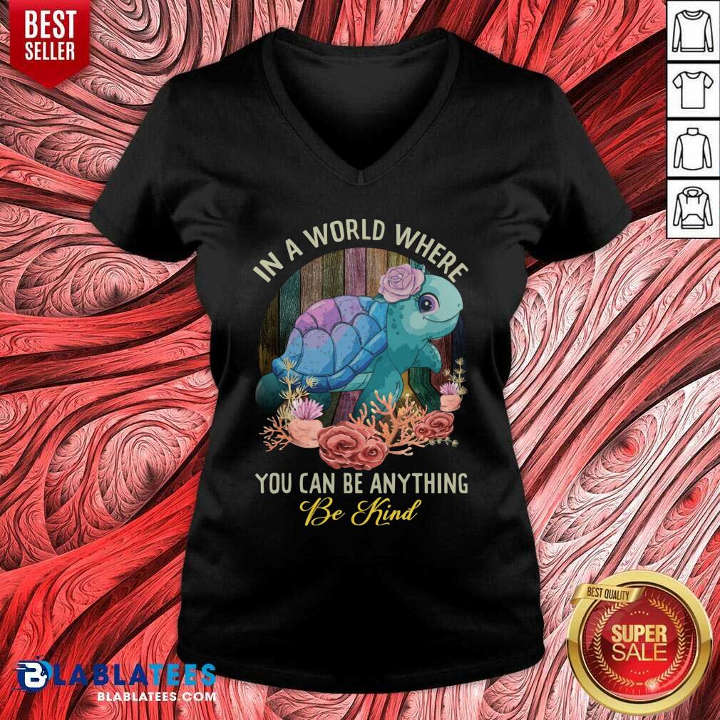 Turtle In A World Where You Can Be Anything Be Kind Shirt - Image 3