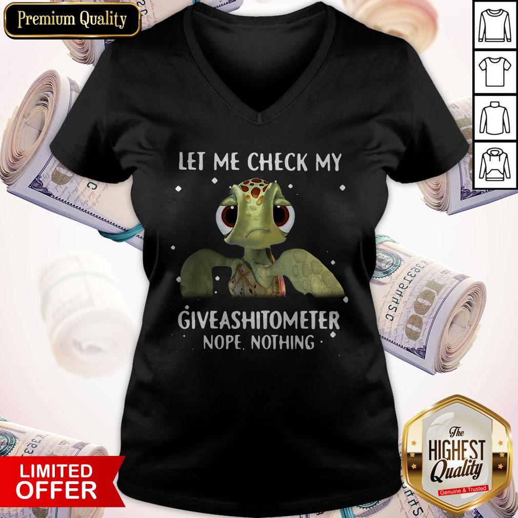 Turtle Let Me Check My Giveashitometer Nope Nothing Shirt - Image 2