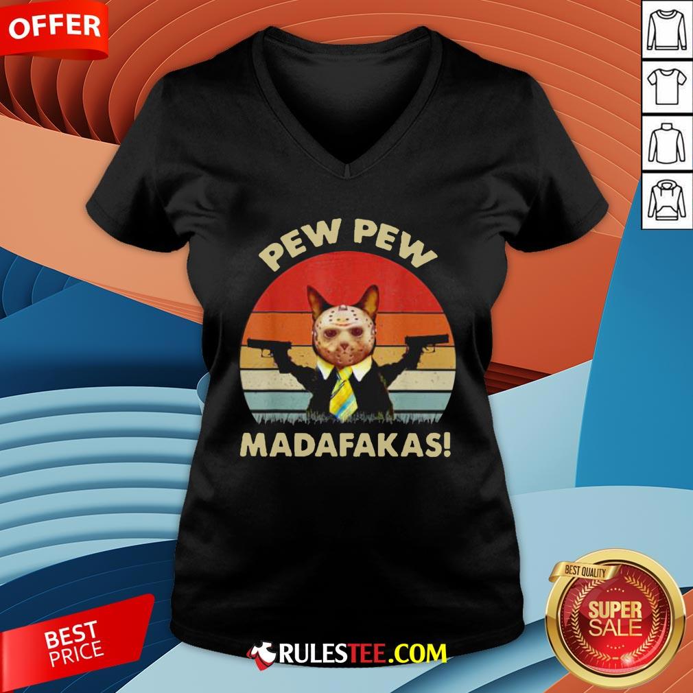 Cat Jason Voorhees Pew Pew Madafakas Vintage Retro Shirt - Image 4