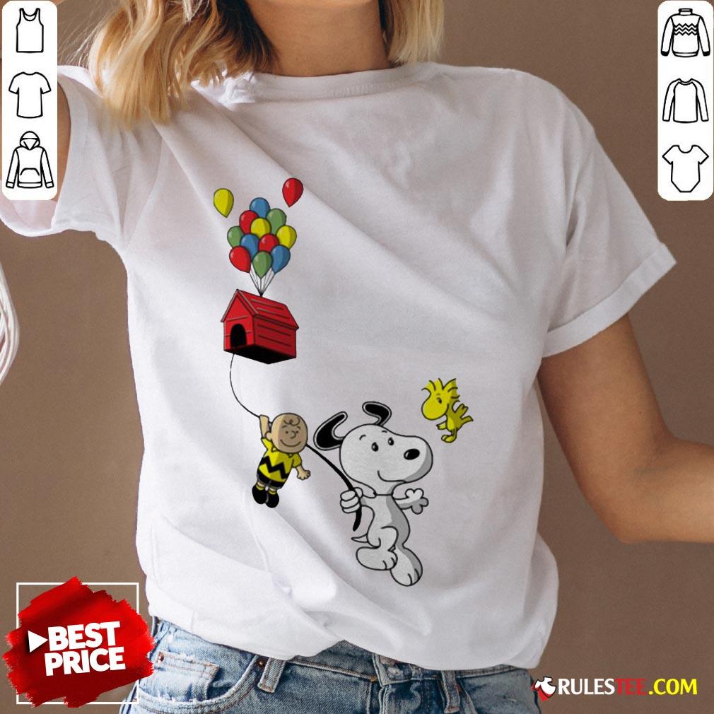 Snoopy And Charlie Brown Woodstock Balloon Shirt - Image 4