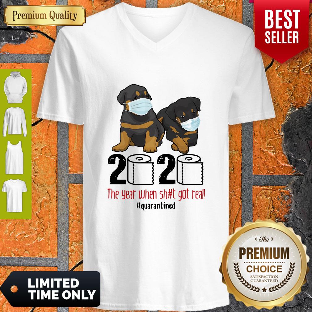 Top Rottweiler Face Mask 2020 The Year When Shit Got Real Quarantined Shirt - Image 5
