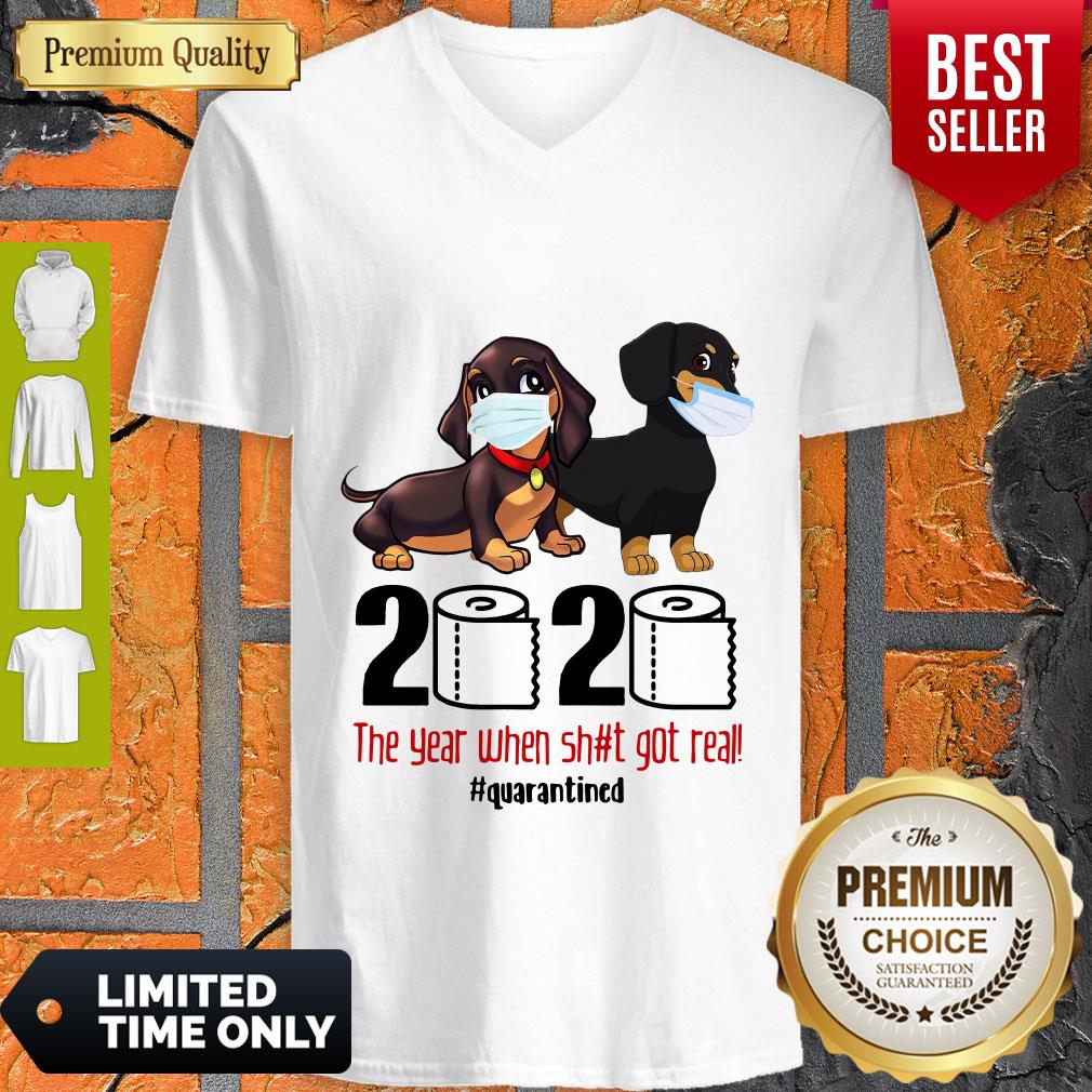 Funny Dachshund Face Mask 2020 The Year When Shit Got Real Quarantined Shirt - Image 5