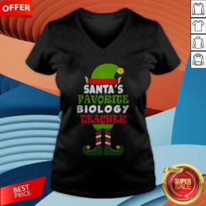 Alternative view of Santas Favorite Biology Teacher Elf Christmas Shirt