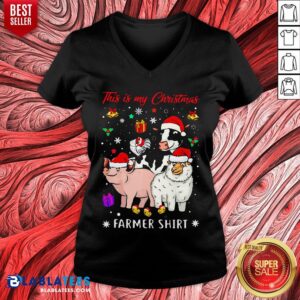 Alternative view of Cute Pig Sheep Chicken Cow Santa This Is My Christmas Farmer Shirt