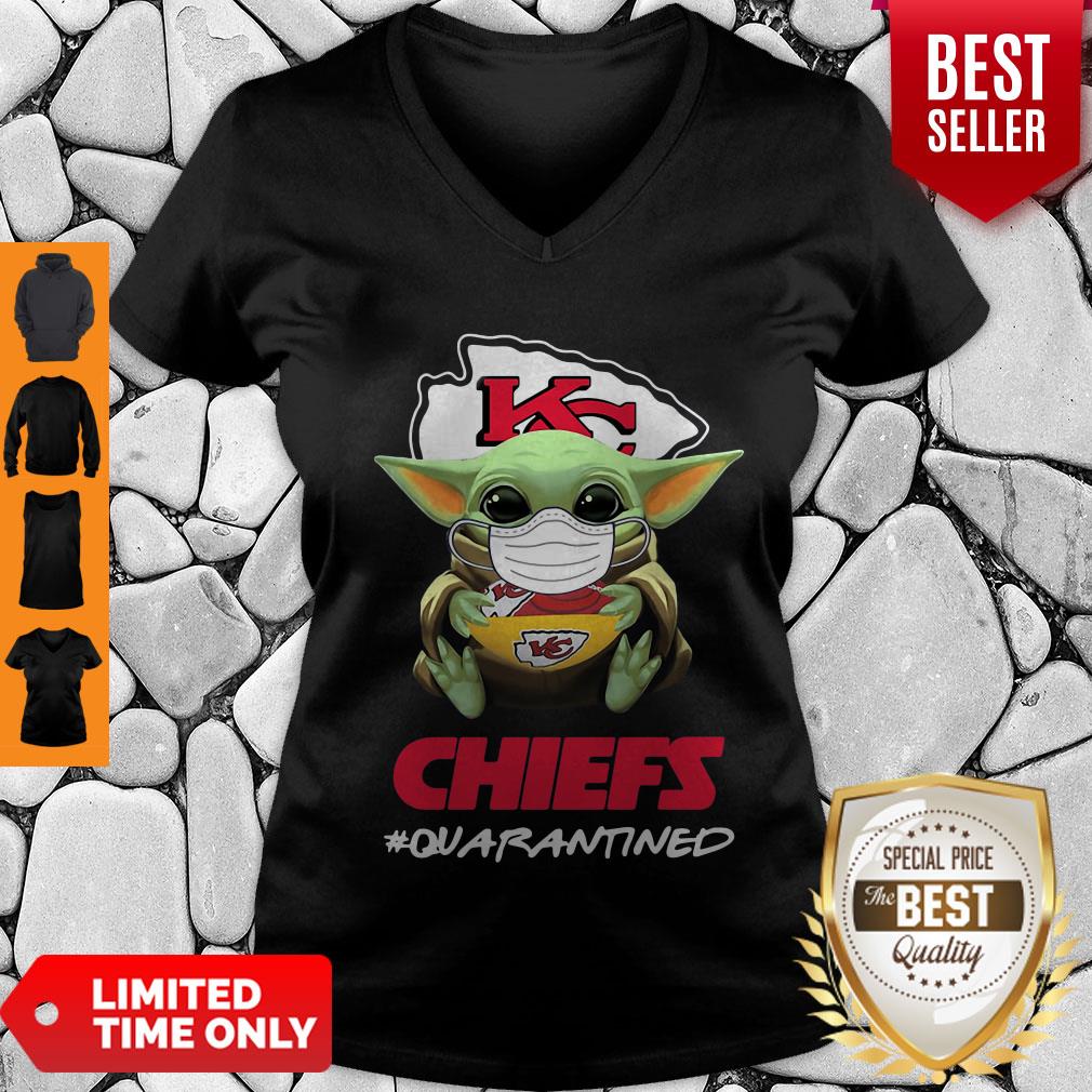 Official Baby Yoda Mask Kansas City Chiefs #Quarantined Coronavirus Shirt - Image 4