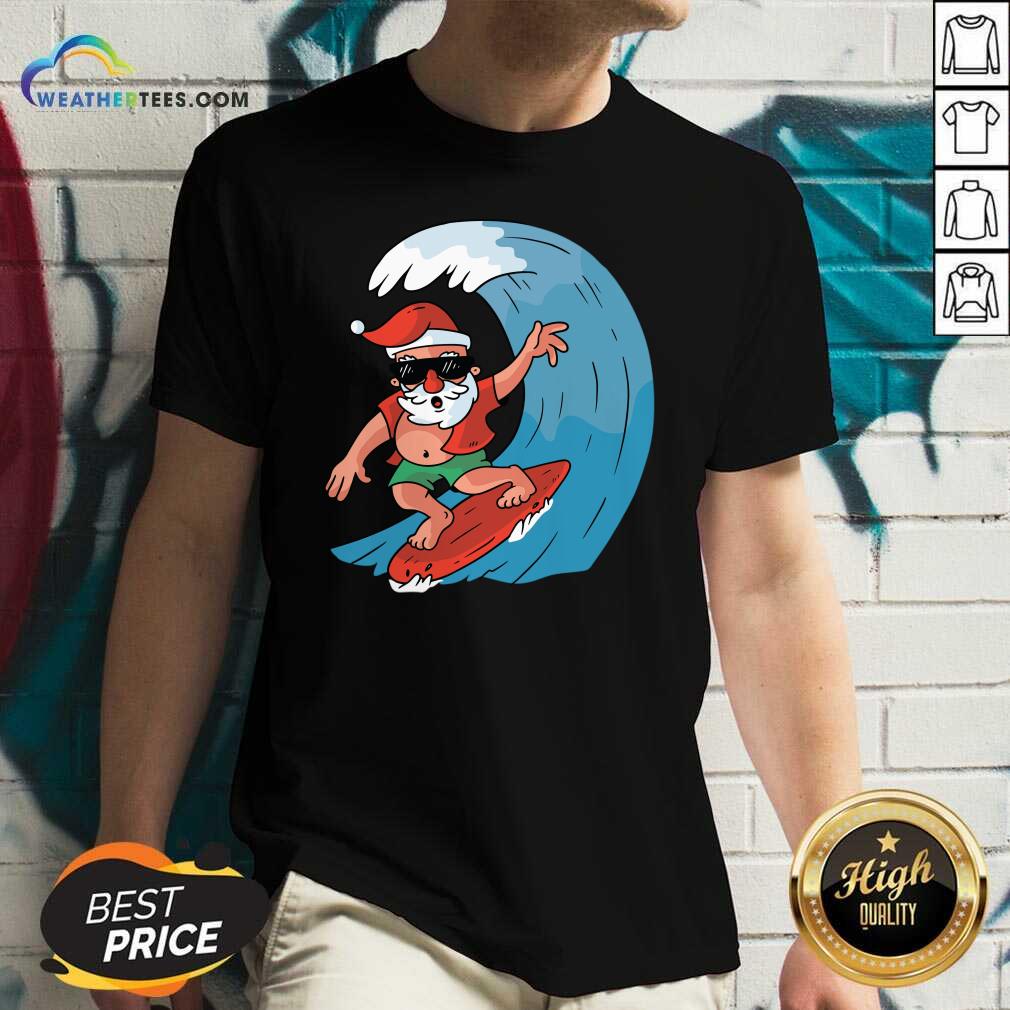 Premium Santa Surfing Christmas Shirt - Image 3