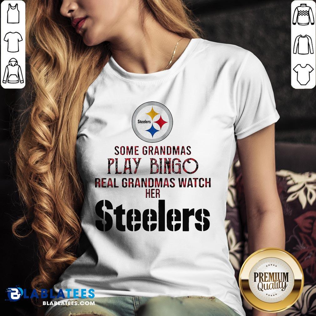 Pretty Some Grandmas Play Bingo Real Grandmas Watch Her Steelers Shirt - Image 3