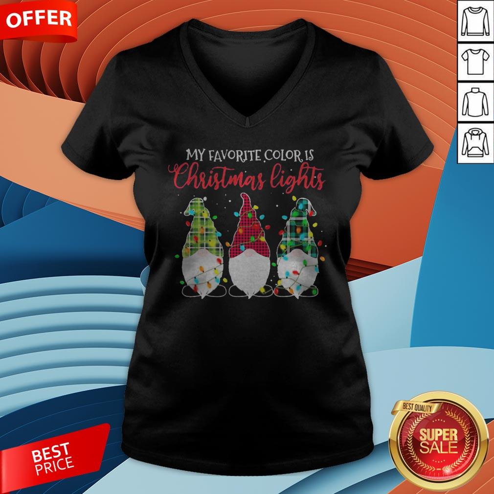 Gnomes My Favorite Color Is Christmas Lights Shirt - Image 3