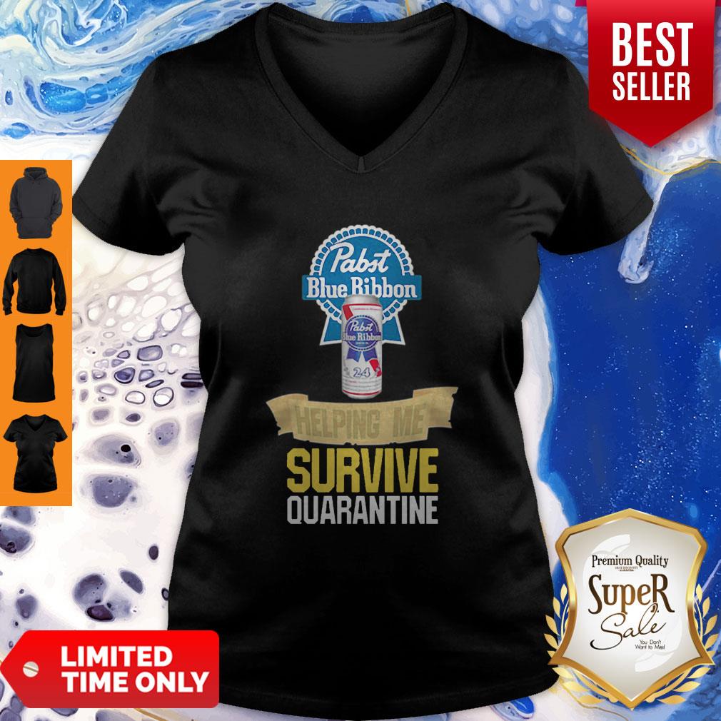 Pabst Blue Ribbon Helping Me Survive Quarantine Coronavirus Shirt - Image 6
