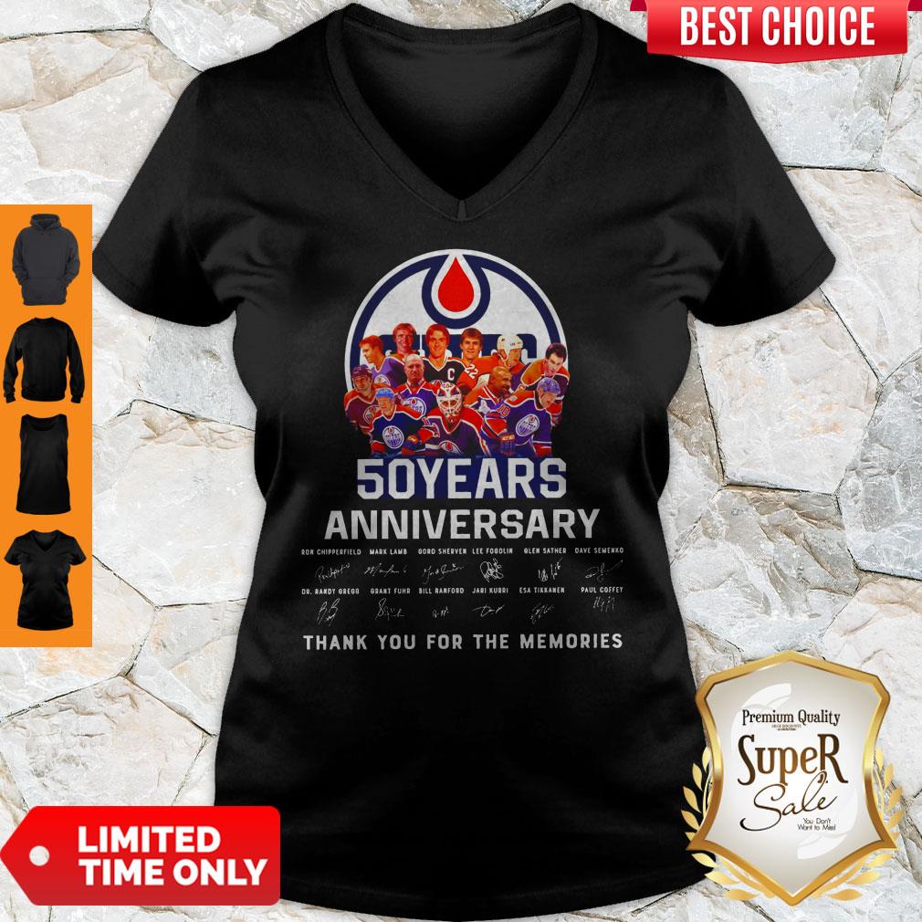Edmonton Oilers 50 Years Anniversary Signature Shirt - Image 3