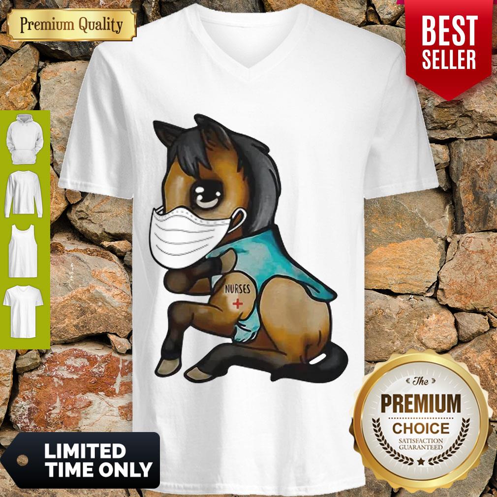 Good Horse Mask Nurse Tattoos Coronavirus Shirt - Image 3