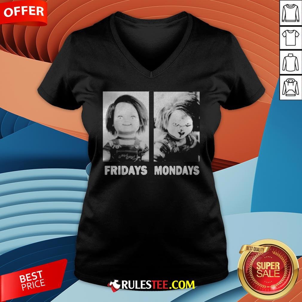 Chucky Doll Fridays And Mondays Halloween Shirt - Image 3