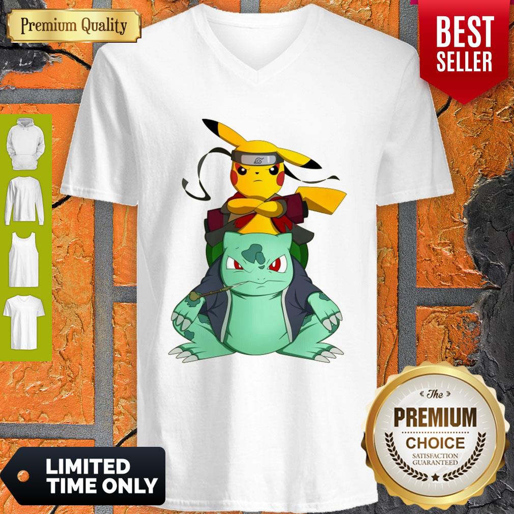 Pretty Pokemon Pikachu And Bulbasaur Mashup Naruto Jiraiya Shirt - Image 3