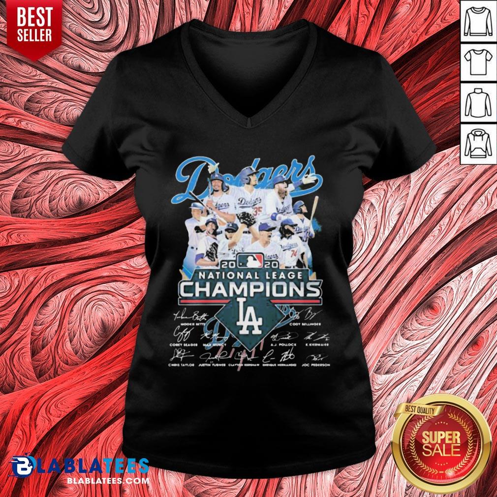 Pretty Los Angeles Dodgers Baseball 2020 National League Champions Signatures Shirt - Image 3
