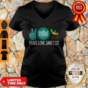 Alternative view of Peace Love Sanitize Baby Yoda Whole Foods Market COVID-19 Shirt