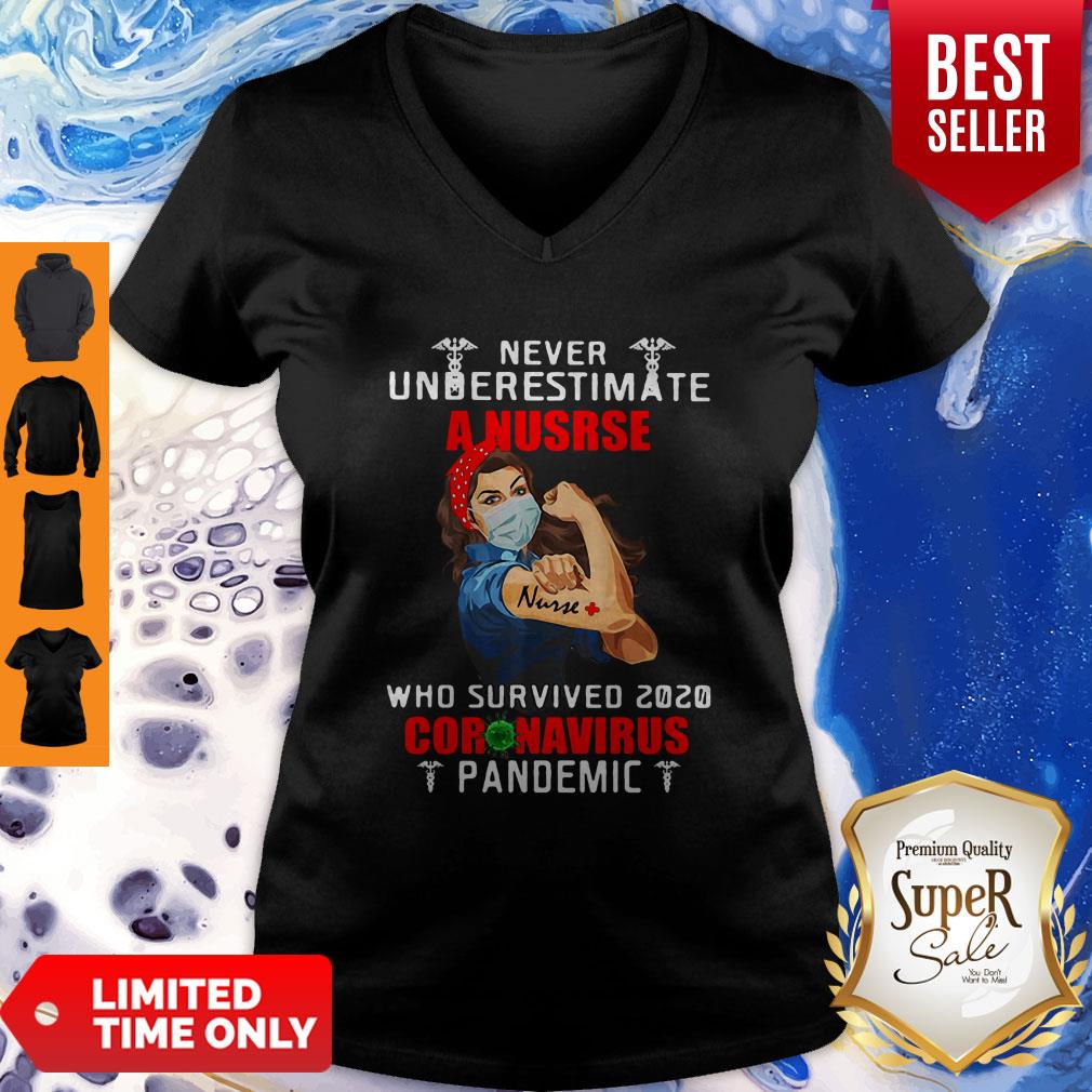 Strong Girl Never Underestimate A Nurse Who Survived 2020 Coronavirus Pandemic Shirt - Image 5