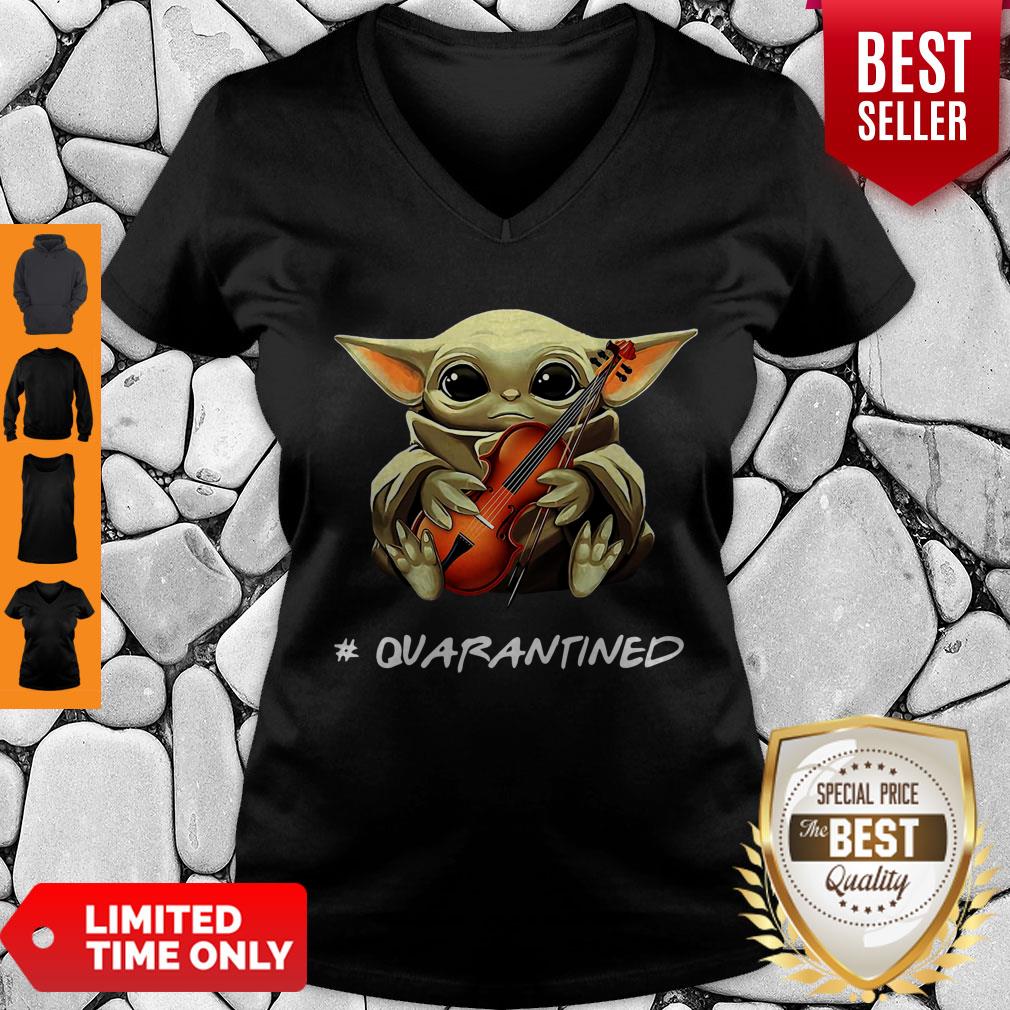 Pretty Baby Yoda Mask Violin #Quarantined Coronavirus Shirt - Image 5